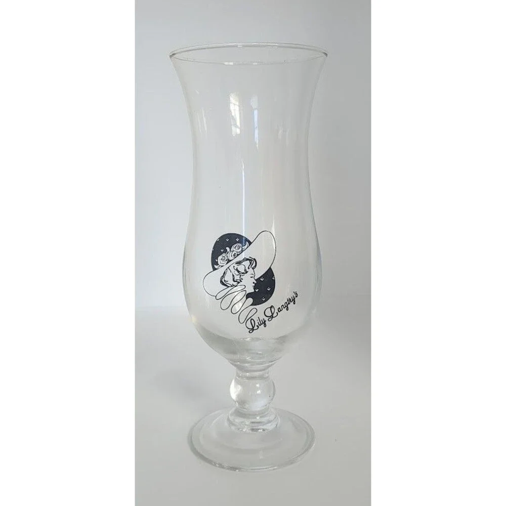LILY LANGTRY Showgirl Cocktail Drink Clear Glass Barware Hurricane Bar Vintage